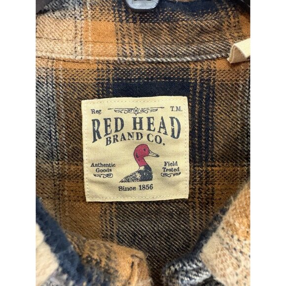 Red Head Mens Shirt Size Large Button Down Flannel Orange Black Long sleeve - Picture 5 of 10